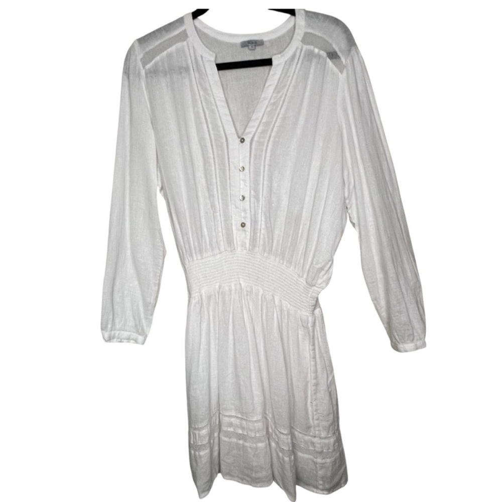 Rails Jasmine white smocked waist long sleeve mini dress size Medium - Picture 2 of 5